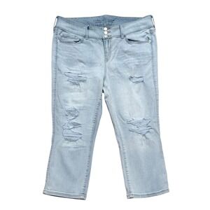 Torrid Jeans Womens Plus 18 Crop Jegging Super Soft Light Wash Distressed Denim